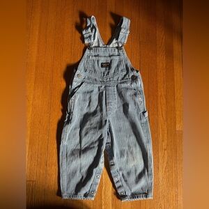 OshKosh B'Gosh Hickory Stripe Denim Overalls, Size 3T